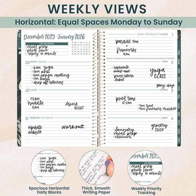 bloom daily planners 2026 Planner (January - December) Calendar Year Organizer - 5.5” x 8.25” - Weekly & Monthly Agenda Book with Stickers & Bookmark - Eucalyptus, Green