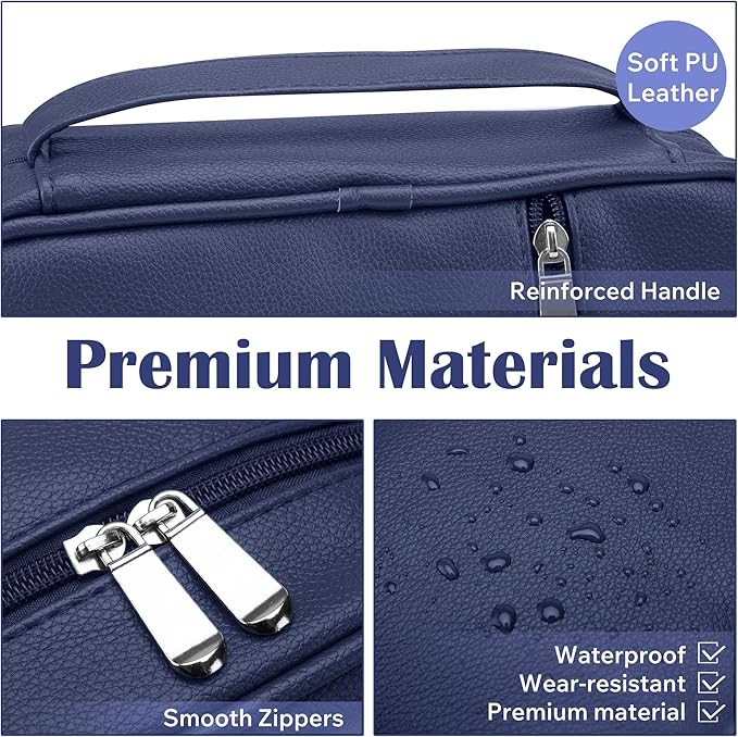 Small Bible Cover Case for Women and Men, 9x6 PU Leather Bible Sleeve, Compact Travel Bible Carrier Bag with Front Pen Holders, Zipper Closure, Inner Pockets - Navy Blue