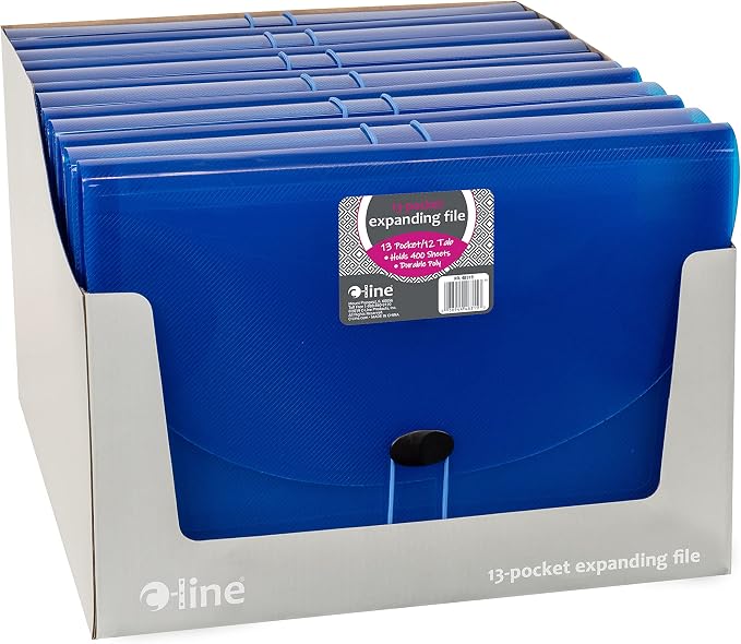 13-Pocket Biodegradable Expanding File, Letter, Blue