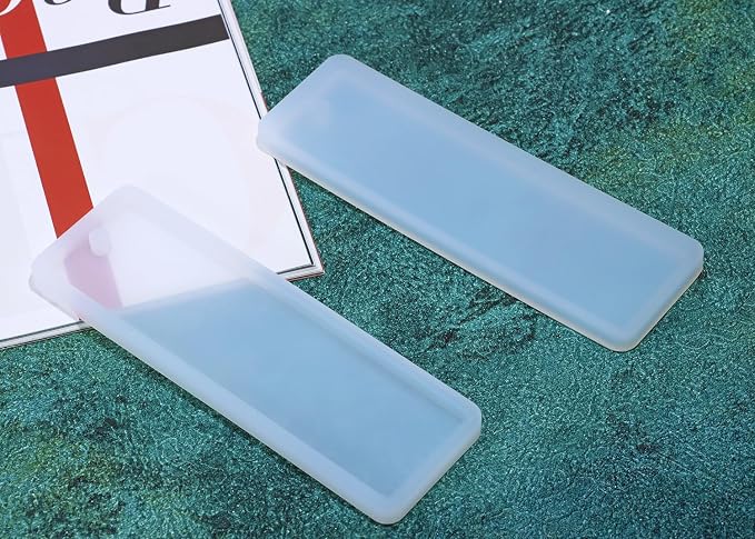 Bookmark Mold with Tassels 4Pcs Rectangle Silicone Jewelry Making Mould with 20Pcs Colorful Silky Tassels for Epoxy Resin Casting Christmas Ornaments Gift Tags Craft DIY (2.5x9cm, Rectangle)
