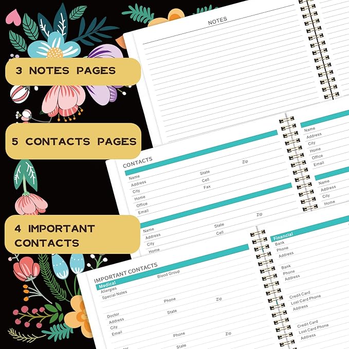 2026-2027 Monthly Planner - Monthly Calendar Planner, July 2026 - December 2027, 8.5" x 11", 18 Month Planner with Back Pocket, Twin-Wire Binding - Floral