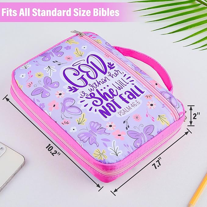 ICOSY Bible Cover Case for Women Girls Kids Bible Bag Case with Handle Kids Girls Bible Study Accessories Supplies