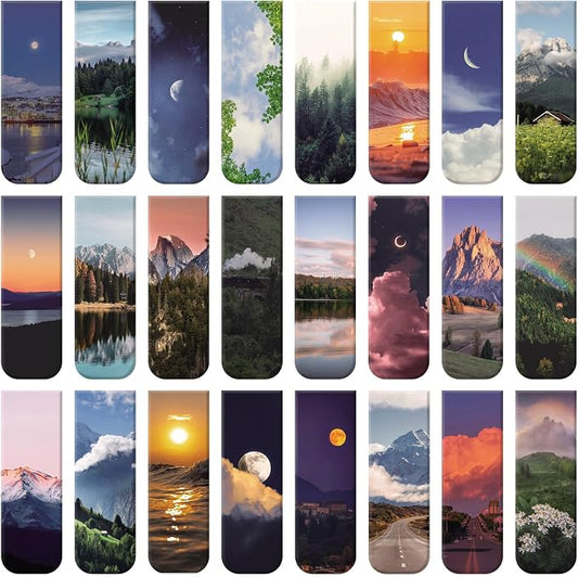 48 Pcs Magnetic Bookmarks, 24 Styles Cute Landscape Magnet Book Mark for Reading Funny Easter Gifts for Women Men Students