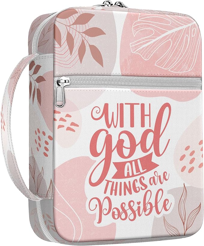 Tropical Floral Bible Cover With Handle, Study Case, Carrying Case for Christian Study, Canvas Bags, Christmas Gifts