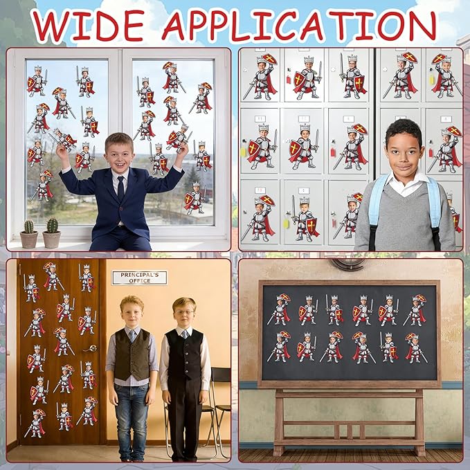48 Set Medieval Knight Cutouts with Photo Space for Bulletin Board Decor Medieval DIY Photo Crafts Armor Knight Shield Paper Cut Outs for Castle Renaissance Home Chalkboard Wall Classroom Decors