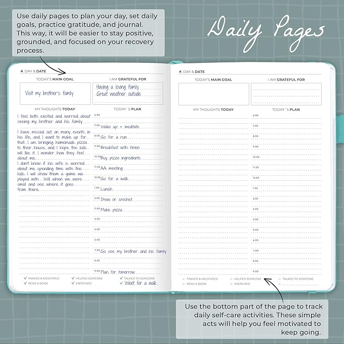 Clever Fox Addiction Recovery Journal – Addiction Treatment Planner & Workbook – Daily Sobriety Journal for Recovery Progress, A5 (Turquoise)