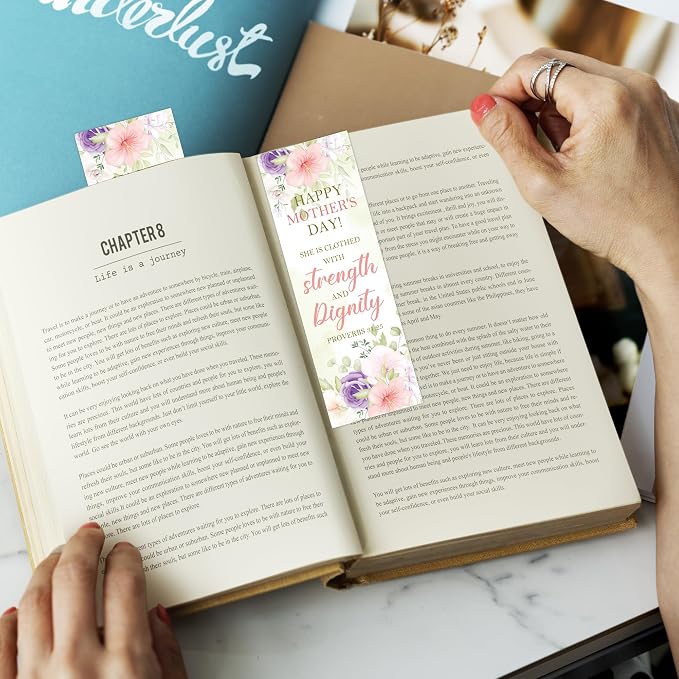 100 Pcs Mothers Day Bookmarks Bulk, Christian Bible Book Marks for Women with Floral Scripture, Religious Page Markers Pastor Wife Appreciation Mothers Day Gifts for Mom Gradma Teacher's