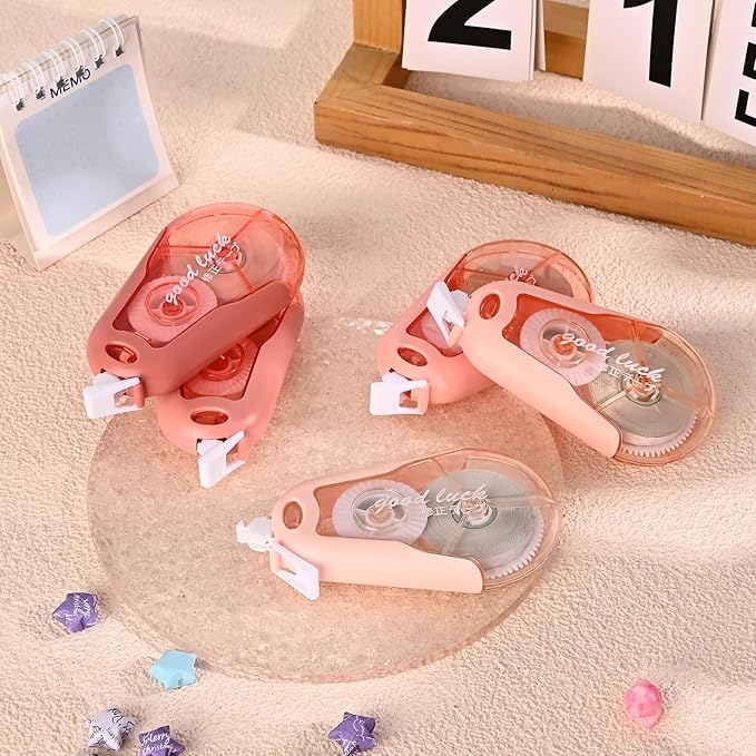 Temiary 5Pcs White Correction Tapes, Cute White Pull Out Tape for Instant Correction, Aesthetic Correction Tape for Writing, Easy to Use Applicator for School Students Office Supplies (Pink)