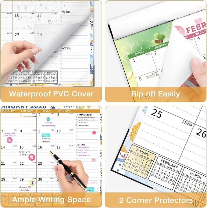 Ospelelf Desk Calendar 2026-2027 Magnetic Calendar for Refrigerator, 12'' x 17'' Wall Calendar 18 Months, Use Jan 2026 - June 2027, Seasons