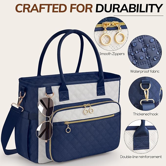 Large Bible Bag with Bible Cover Case for Women,Color-Blocking Bible Carrying Case,Church Tote Bag with Shoulder Strap for Bible Study Supplies,Christian Gifts for Women（Blue）