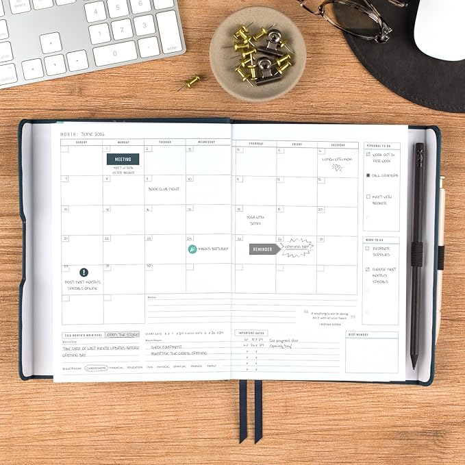 AT-A-GLANCE Foundation Planner, Undated Inspiration Journal, Set Goals, Track Progress, Create Habits, Weekly & Monthly, Small, 5-3/4" x 8-1/4", Blue (FD-200-20)
