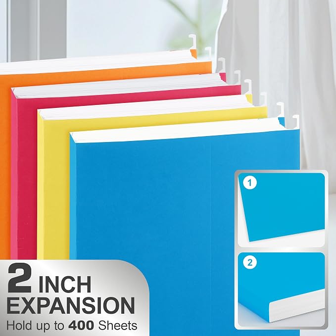 Legal Size Hanging File Folders,25 Packs Legal Hanging File Folders,Blue Legal Size Hanging Folders,9.2'' × 14.8'',Hanging Folders for Filing Cabinet,1/5 Adjustable Tabs for Office,School,Home