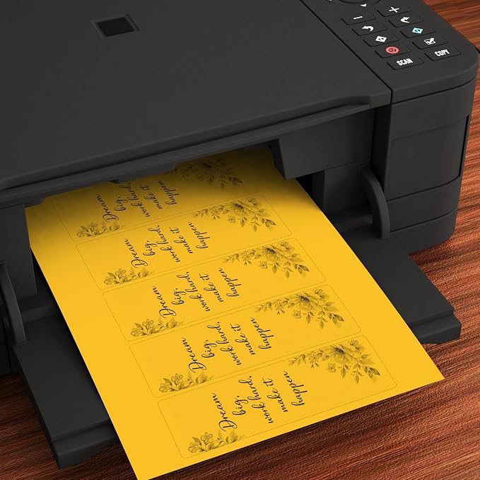 Printable Bookmarks - Blank Bookmark Printing Paper for Inkjet & Laser Printers - 2" x 6" Perforated Bookmarks 5 per Page - 25 Sheets / 125 Book Marks (Dandelion Yellow)