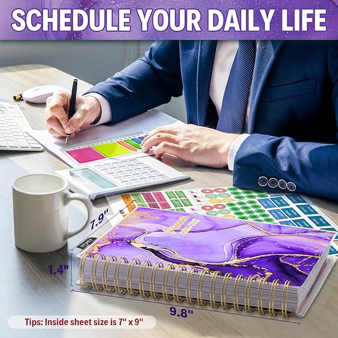 Planner 2026-2027, Large 18 Months Academic Daily Weekly Monthly Planner Yearly Agenda Jan. 2026–June. 2027, 7.9" x 9.8", Page Tabs, Separator Page, Pocket Folder, Bookmark, Stickers, Sticky Note Set
