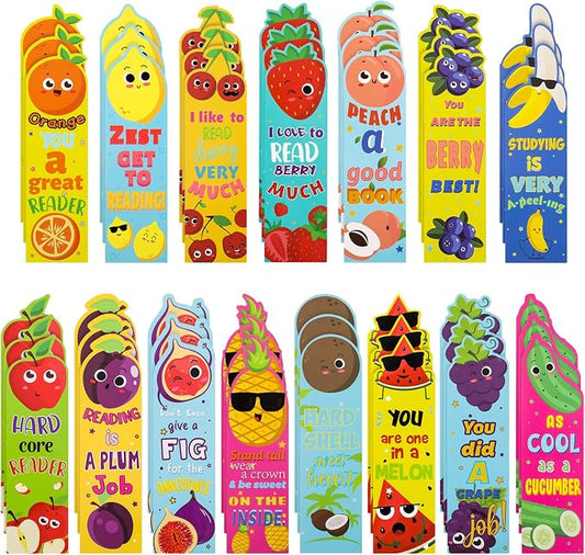 Fainne 120 Pieces Scented Bookmarks Cute Fruit and Sniff Bookmarks for Kids for Educational Office School Students Reader Supplies, 15 Scents
