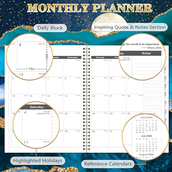 Monthly Planner/Calendar 2026-2028 - 2 Year Monthly Planner 2026-2028, 9" × 11", Jul 2026 - Jun 2028, 24 Months, Tabs, Twin-Wire Binding, Holidays, Notes Pages