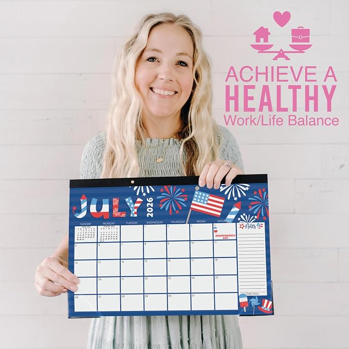 Hadley Designs Large Teacher Desk Calendar 2026-2027 - Desktop Calendar 2026, 18-Month Desk Calendars for Home, Office & Classroom, Cute Classroom Must Haves, Teacher Appreciation Gifts