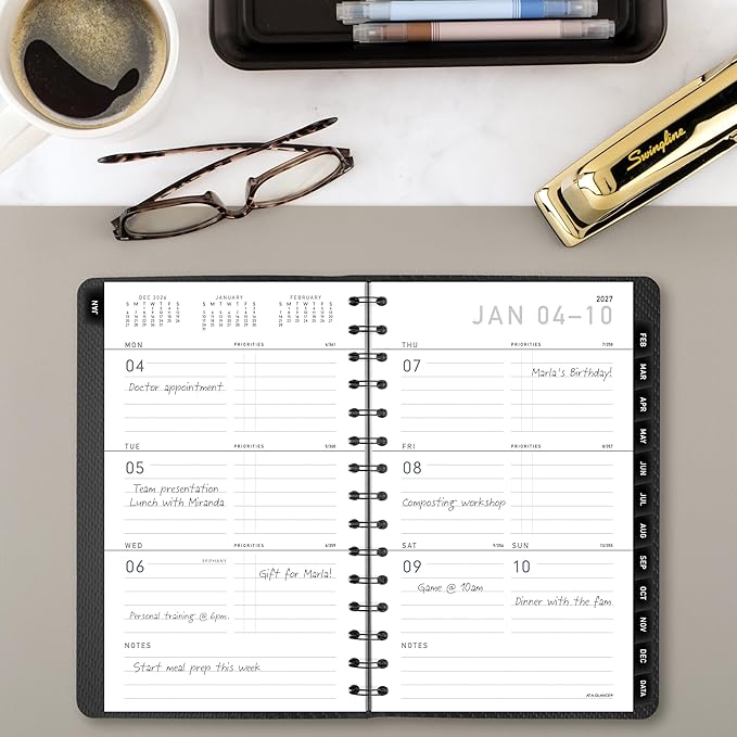 AT-A-GLANCE 2027 Planner, Weekly & Monthly, 5" x 8", Contemporary, Charcoal (70100X4527)