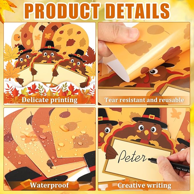 Turkey Bulletin Board Decoration Set Thankful Little Turkeys Classroom Decoration DIY Printed Paper Turkey Maple Cutouts Thanksgiving Decor for Home Party School Fall Activities