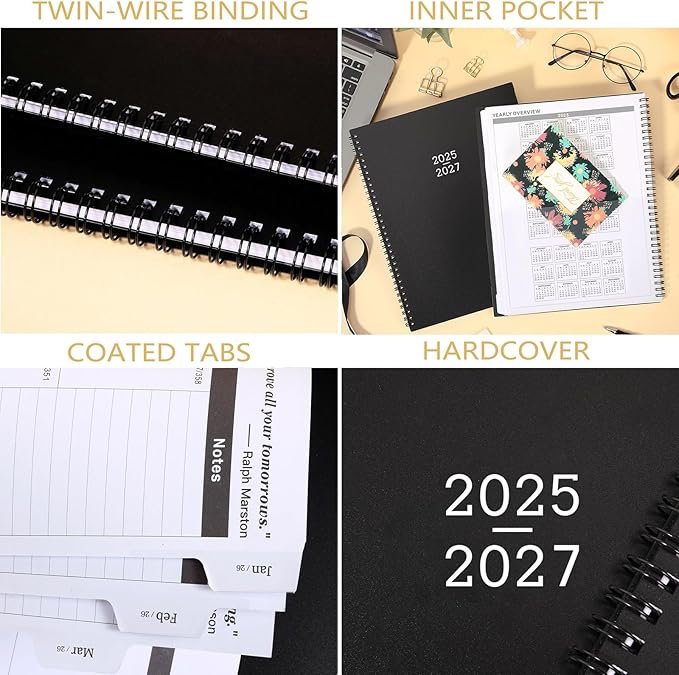 Monthly Planner 2025-2026 - 2025-2027 Monthly Planner, 24 Months, 9'' x 11'', JUL. 2025 - JUN. 2027 with Inner Pocket, Coated Tabs