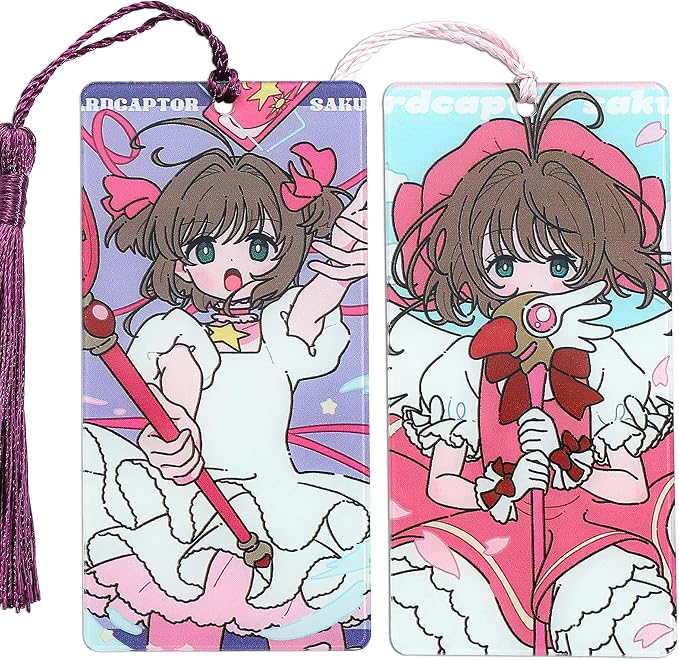 Anime Magic Cards Captor Sakura Bookmarks Set - Sweet Cartoon Cute Book Marks for Reading Women Men Anime Fans, Book Accessories Collection Decor Hangings Gifts (Acrylic Style 9)