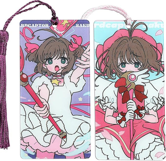 Anime Magic Cards Captor Sakura Bookmarks Set - Sweet Cartoon Cute Book Marks for Reading Women Men Anime Fans, Book Accessories Collection Decor Hangings Gifts (Acrylic Style 9)