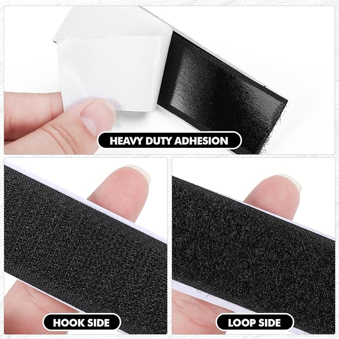 Norme 120 Pcs Heavy Duty Hook and Loop Strips with High Adhesive, Square Circle Design Multiple Double Sided Strong Mounting Tape for Fabric Clothes Curtains for Office Home, Black