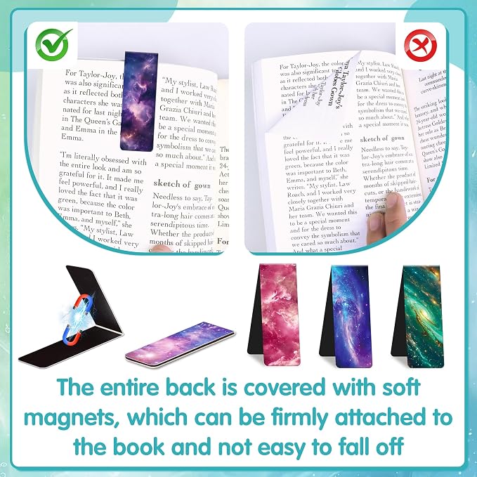 48Pack Magnetic Bookmarks Bulk Book Marks for Reading Women Men Adults Book Lovers Gifts, Cute Bookmarks Magnet Bookmark Clips Magnetic Page Markers Pretty Funny BookMarker (Night Sky)