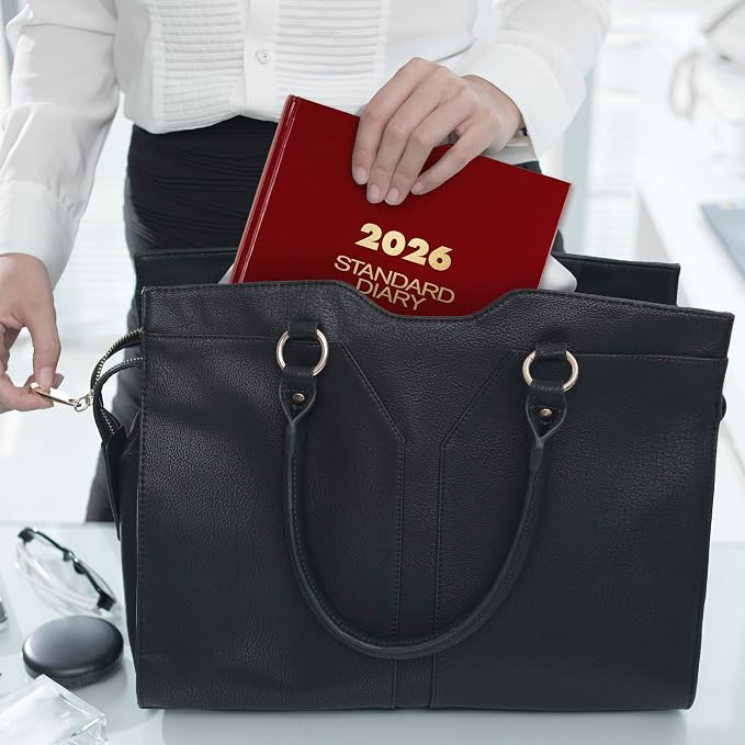 AT-A-GLANCE 2026 Diary, Daily, Standard Diary & Address Notebook, 7-3/4" x 12", Large, Hardcover, Red (SD3771326)