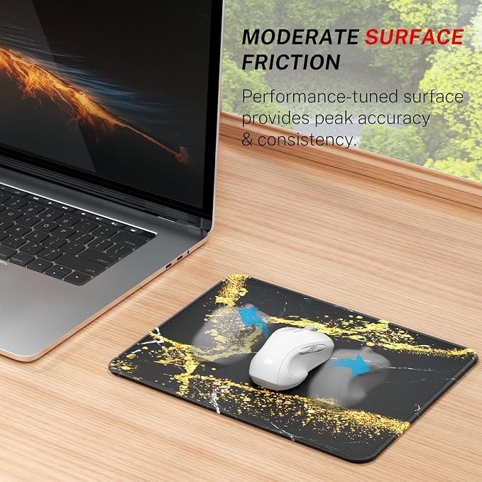 MROCO Essential Office & Gaming Mouse Pad, 8.5 x 11 Inch, Black Gold | Anti-Fray Stitched Edges, Functional Pattern Design, Non-Slip Rubber Base, Water and Stain Resistance