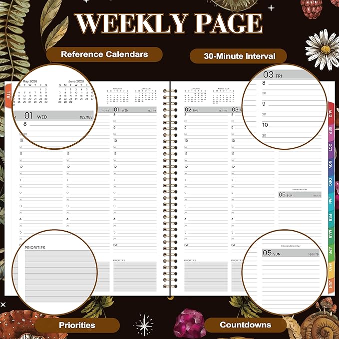 2026-2027 Appointment Book/Planner - 8.1"x11", 2026-2027 Daily Planner, July 2026 - June 2027, Weekly & Monthly, Hourly Planner with 30-Minute Interval, Monthly Tabs, Pocket
