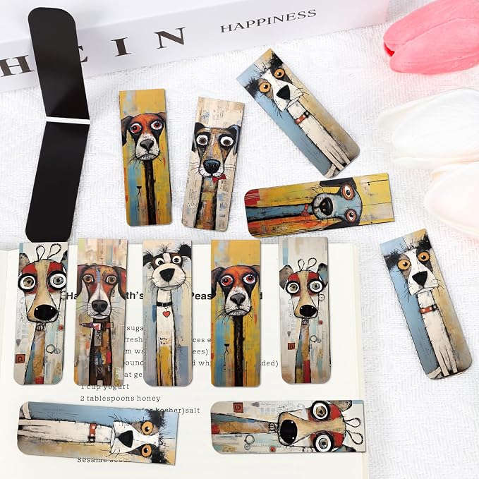 Funny Dog Magnetic Bookmark Gifts - Wxiben 30 Pcs Cartoon Puppy Dog Magnet Book Markers for Reading Pet Bookmarks Magnetic Page Clips Gifts for Book Lovers Women Men Students Teacher Office Supplies