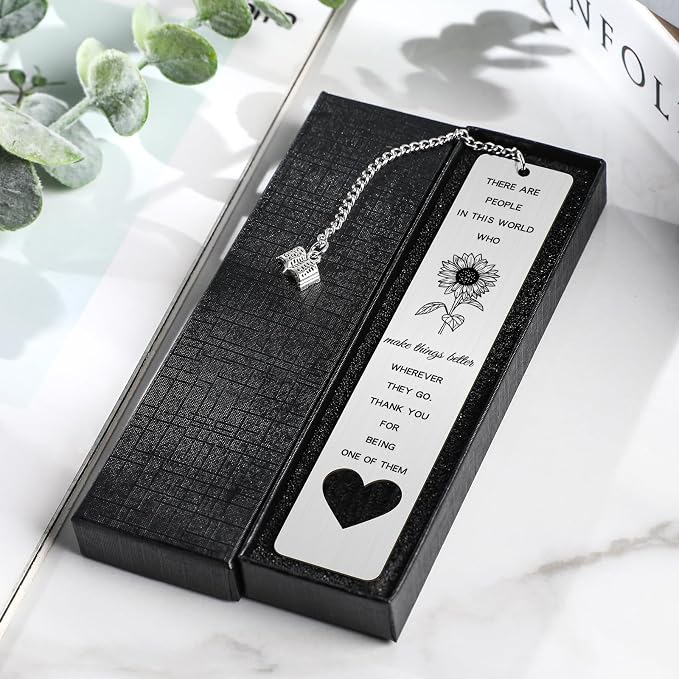 Sunflower Bookmark Gifts for Women - Metal Sunflower Book Marks with Book Chain for Book Lovers Back to School Coming Age Gifts for Him Her Students Teachers