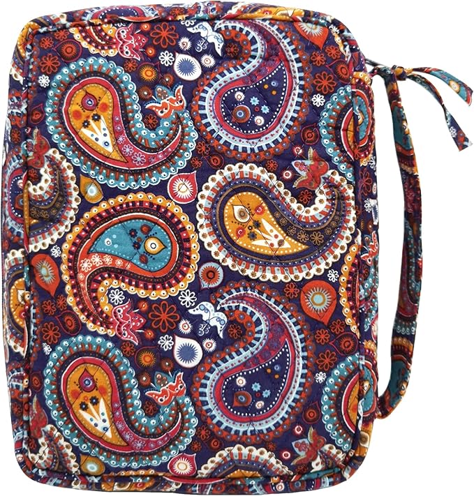 DIWI Quilted Bible Cover Extra Large Sizes 11.25 X 8.25 X 2.75 Inches Good Book Case (XL, C1 Purple Paisley)