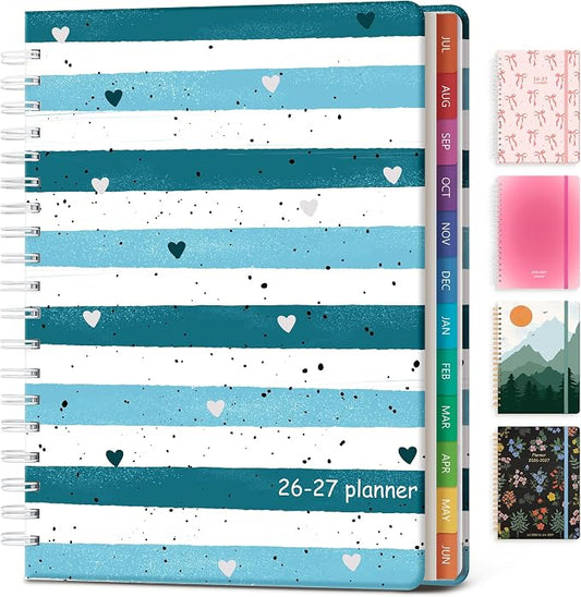 Planner 2026-2027 Monthly and Weekly Academic Planner July 2026 - June 2027, Hardcover Calendar 2026-2027 Agenda Daily Planner for Student Teacher School Office Supplies, 7.4" x 10.2", Blue Stripe
