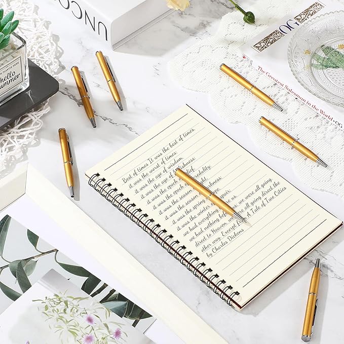 Chinco 16 Pcs Gold Mini Pen 3 Inch Tiny Short Pen for Pockets Notebook Metal Small Ballpoint Bulk for Boss Notepads Notebooks Business Trip Office School Supplies