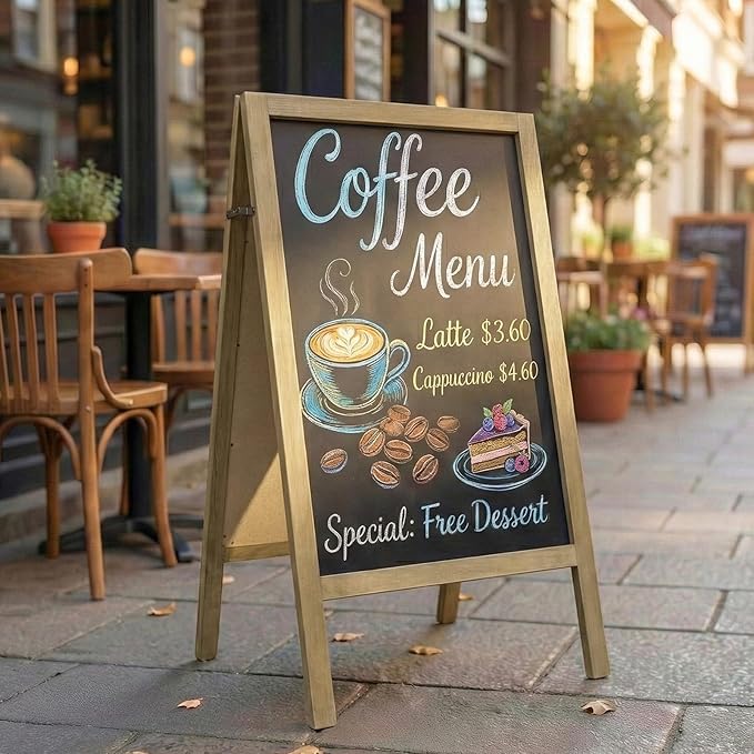 TEAKMAMA A Frame Chalkboard Sign, 40"x20" Extra Large Chalk Board Double-Sided Sidewalk Sign Sturdy Sandwich Menu Board for Restaurant Coffee Shop and Wedding, Grey