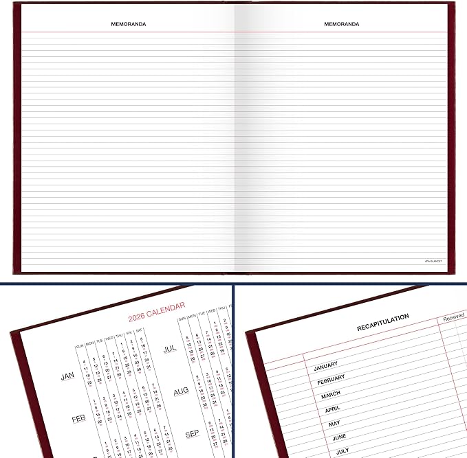 AT-A-GLANCE 2026 Standard Daily Planner, 7-1/2" x 9-1/2", Medium, 12-Month, Hardcover, Red (SD3741326)