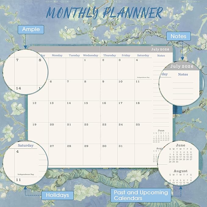 2026-2029 Pocket Planner/Calendar - 3 Year Monthly Planner 2026-2029, Jul 2026 - Jun 2029, 6.3" x 3.8", 61 Notes Pages, Inner Pocket, Pen Holder & Elastic Closure