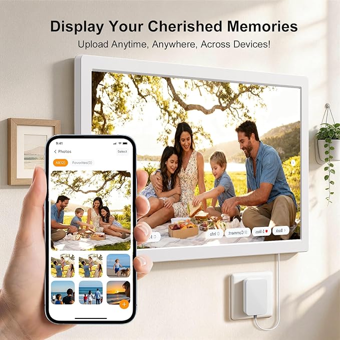 JSUSOU 21.5 Inch Smart Digital Calendar with FREE APP for Fridge & Wall Touch Screen, Magnetic Refrigerator Mount, Electronic Planner for Office Desk, Mothers Day Gifts for Wife, White