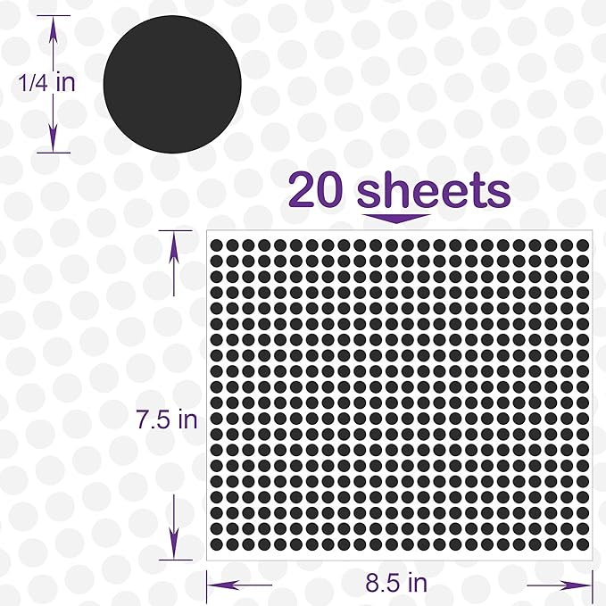 Black Round Circle Dot Stickers, 1/4 inch, 10000 PCS, Mini Tiny Colored Coding Labels for Office and Classroom