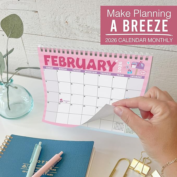 Small Desk Calendar 2026-18-Month 2026 Desk Calendar Small for Home, Office & Classroom, Standing Flip Desks Calendars 2026-2027, Teacher Appreciation Gifts, Graduation Gifts
