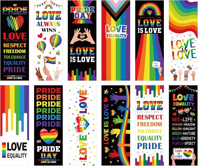 Pride Month Theme Bookmarks - 120PCS Pride Themed Bookmarks Love Equality Rainbow Bookmark Party Favors Supplies for Pride Day Gifts