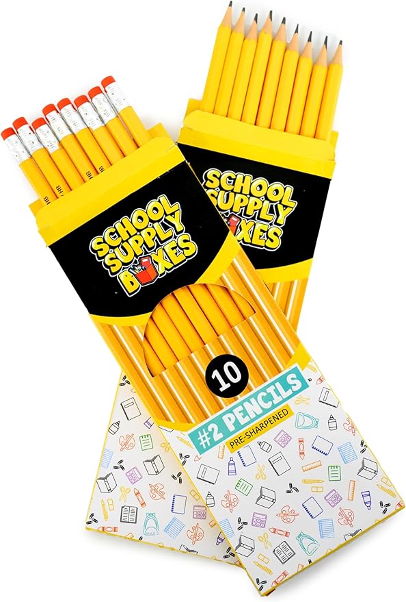 School Supply Boxes | 10 ct. Wooden Pencil Pack | 1 Pack | Pre-Sharpened No. 2 Wooden Pencils | 10 Total Pencils