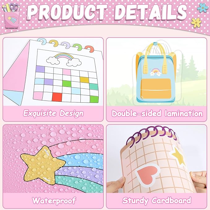 QOUBAI Composition Bulletin Board Set Welcome Classroom Bulletin Board Decoration Colorful Notebook Pencil Paper Cutouts Classroom Decorations for Back to School Office Home Chalkboard Decor Wall Door