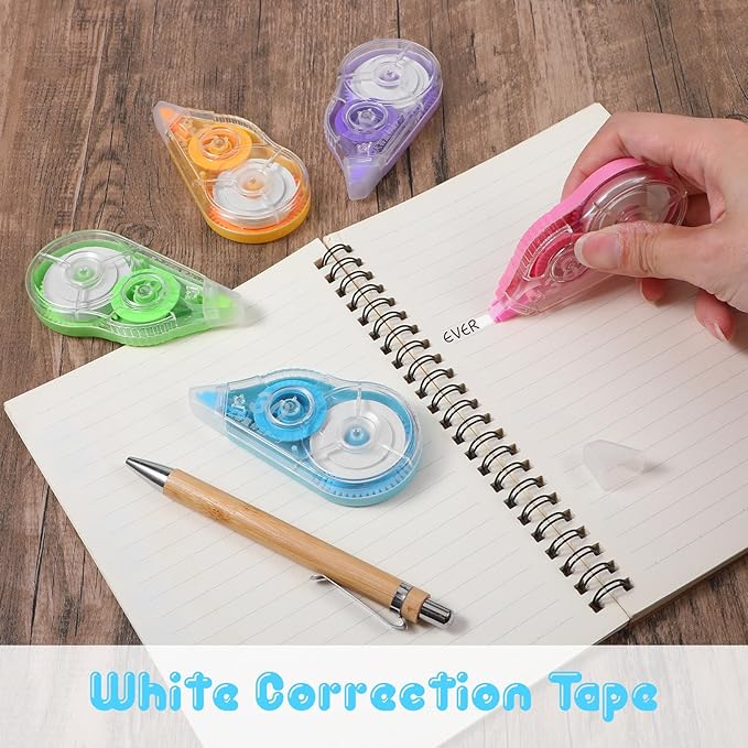 50 Pack White Correction Tape, 39 Feet Correction Tapes Easy To Use Applicator for Instant Corrections School Office Supplies, Colorful