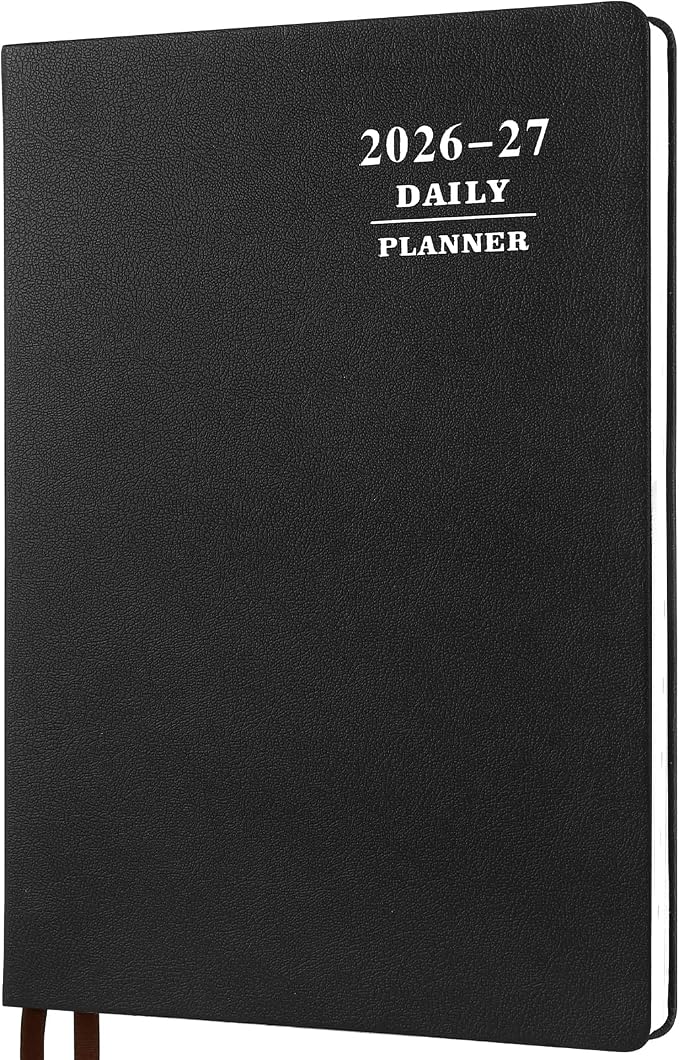KESOTE Large Daily Planner 2026-2027 Full Page Per Day, Hourly Schedule 8.5" x 11" Academic Diary Day Planner 12 Month (July 2026 - June 2027), Black