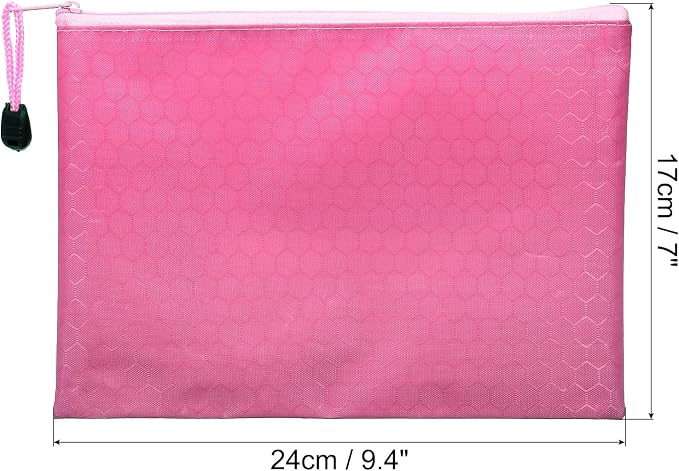 PATIKIL Waterproof Zipper File Bags, 5 Pack A5 Size Document Pocket Storage Organizer Pouch for Travel Office Supply, Pink