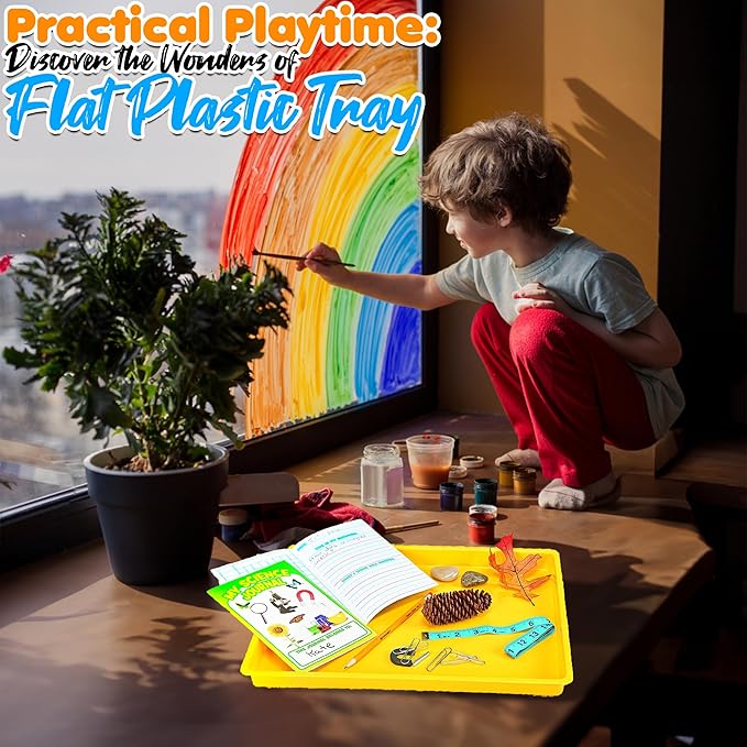 Fun Express Plastic Trays for Classroom Organization - Set of 6 Colorful Art & Craft for Kids | Stackable Activity Trays for Preschool, Daycare & Educational Activities | Multi-Purpose Design