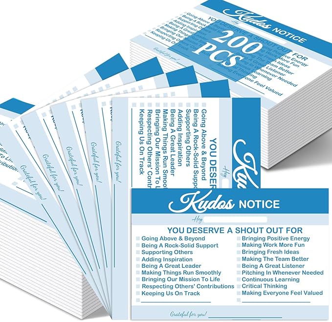 Motiskyy 200 Count Kudos Notice Cards Positive Shout out Cards for Staff Teachers Students Employees Office Appreciation Recognition Reward for Back to School or Work Bulletin Board